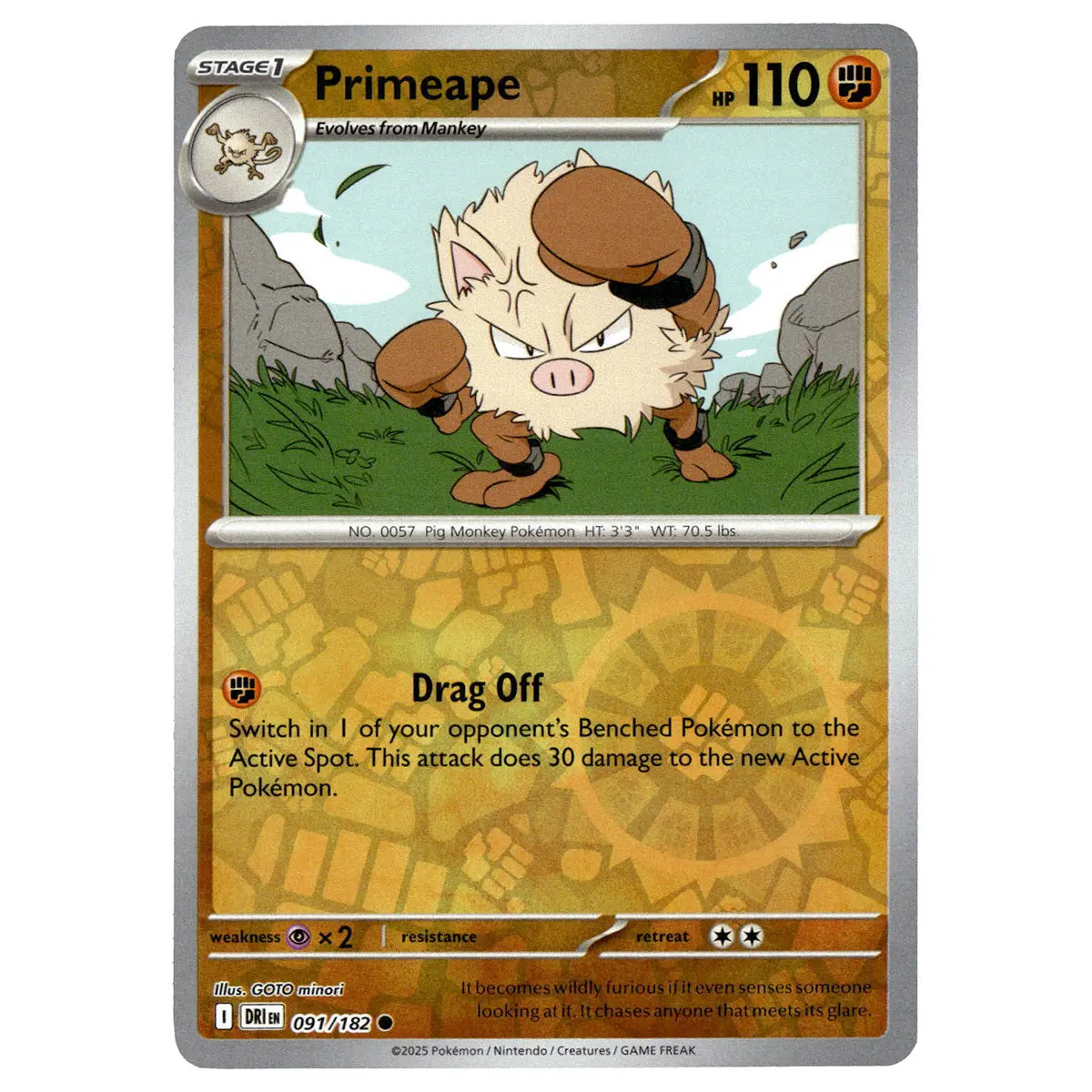 Primeape #091/182 Pokémon Sv10: Destined Rivals Reverse Holo 1