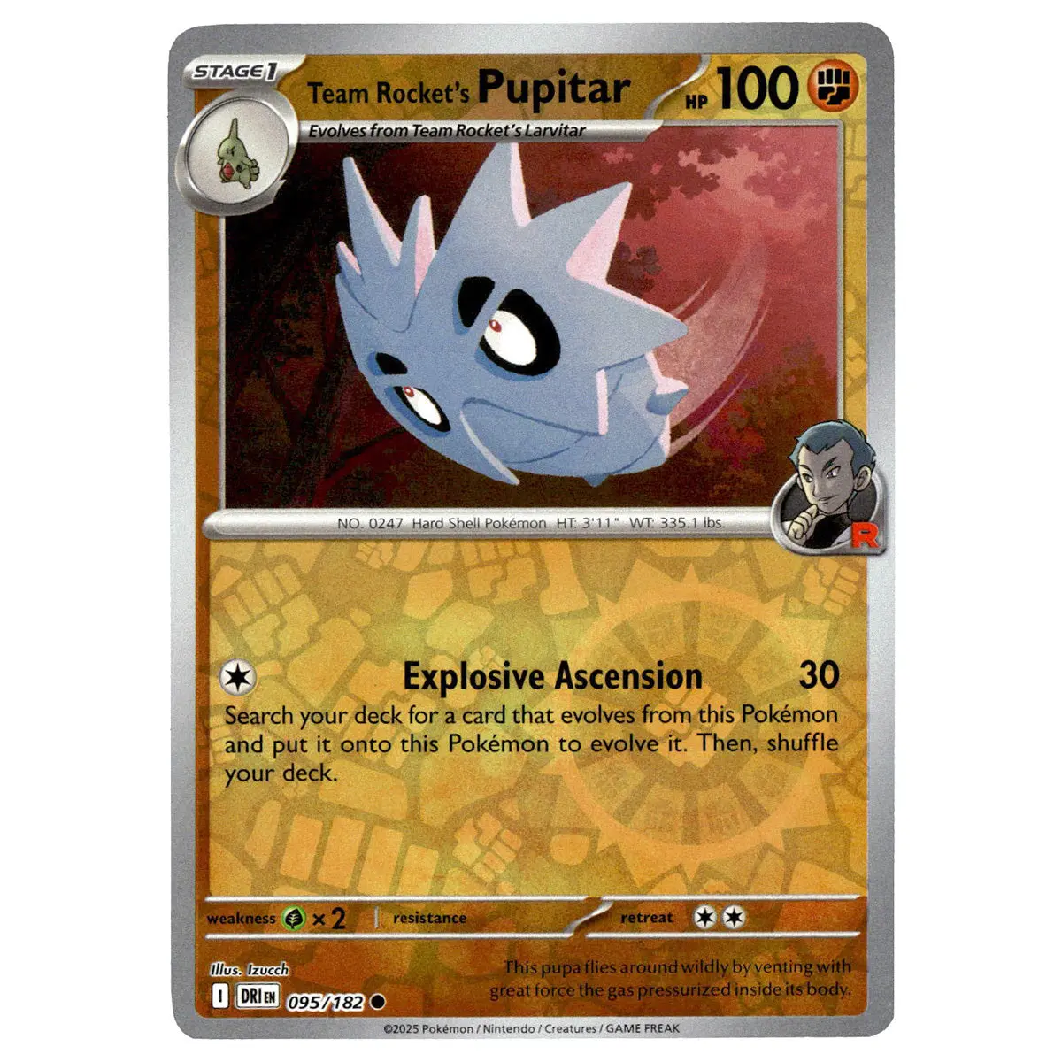 Team Rocket's Pupitar #095/182 Pokémon Sv10: Destined Rivals Reverse Holo 1
