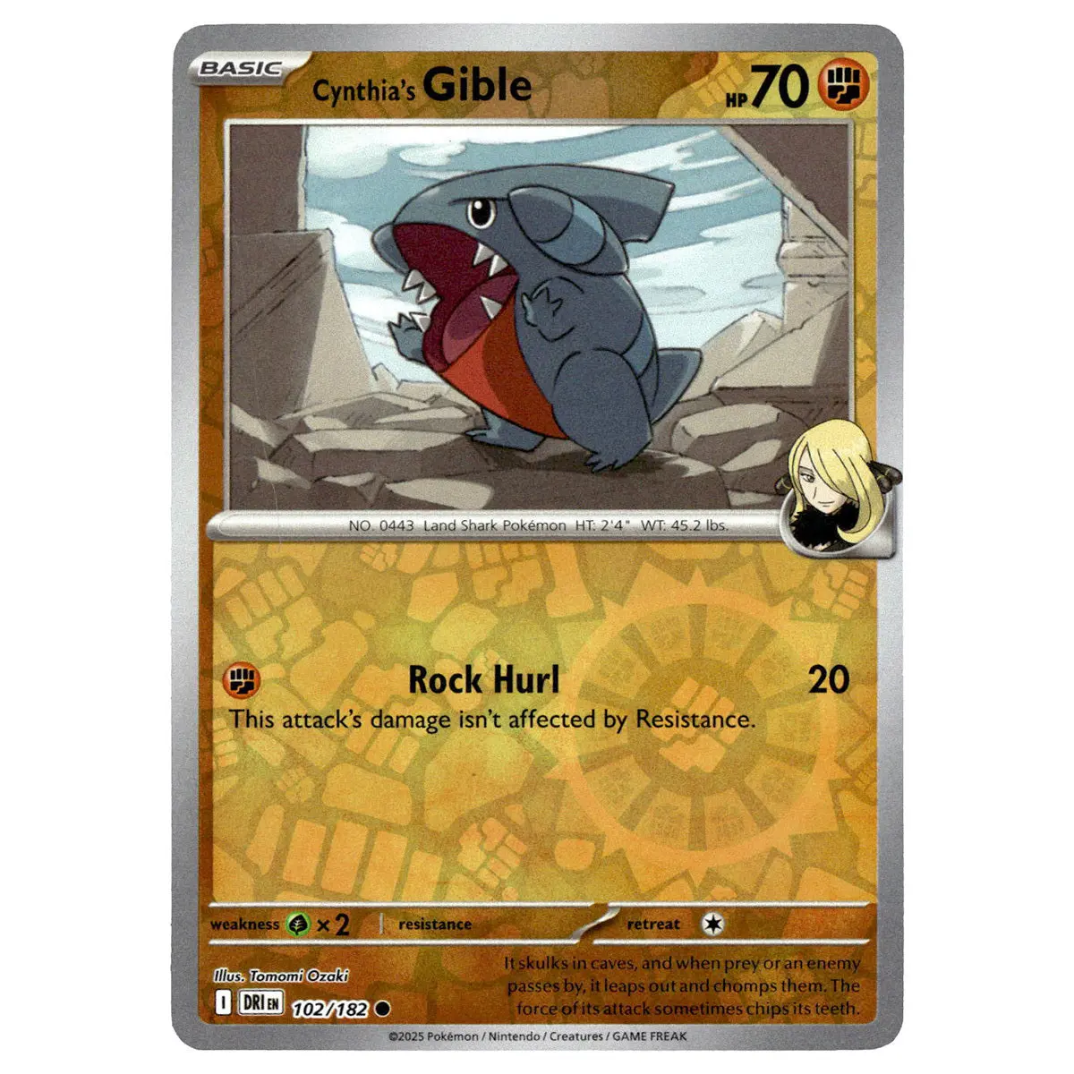 Cynthia's Gible #102/182 Pokémon Sv10: Destined Rivals Reverse Holo 1