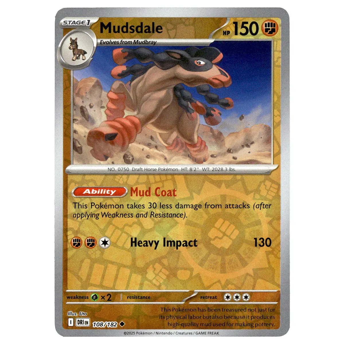 Mudsdale #108/182 Pokémon Sv10: Destined Rivals Reverse Holo 1