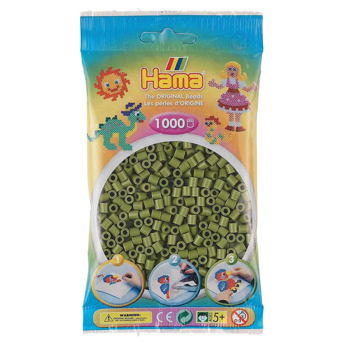 Hama Olive Green Midi Beads (1000 Pack) 1