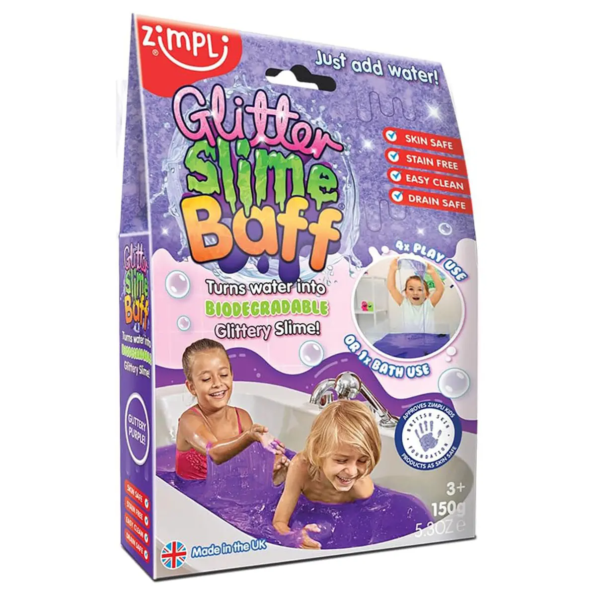 Zimpli Glitter Slime Baff Purple Sensory Bath Fun 1