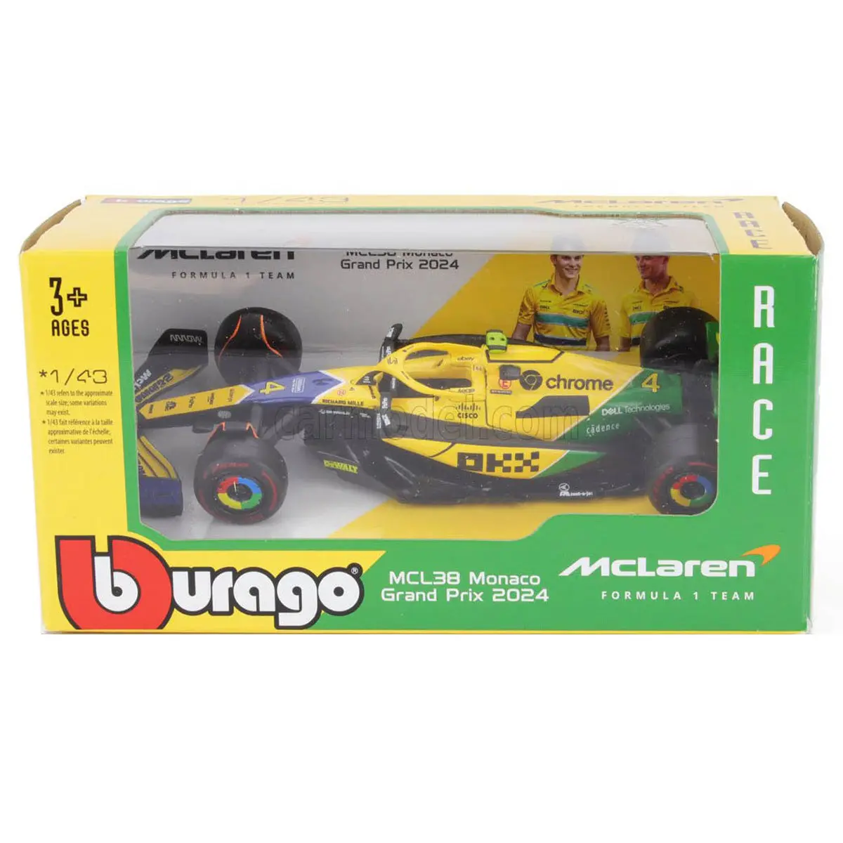 Bburago Mclaren Mcl38 Monaco Grand Prix 2024 Senna Livery 1:43 Race Car 1