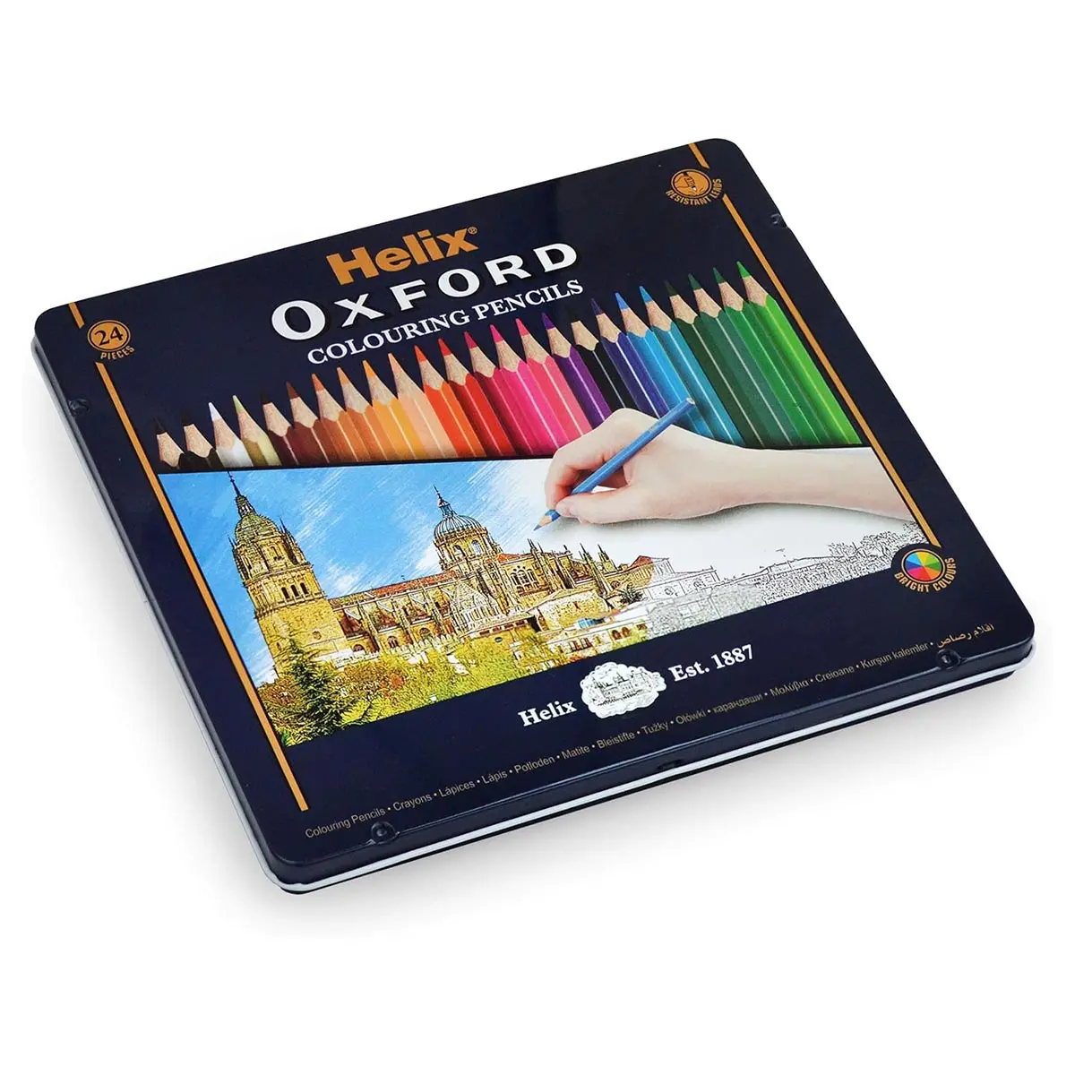 Helix Oxford 24 Colouring Pencils Tin 1