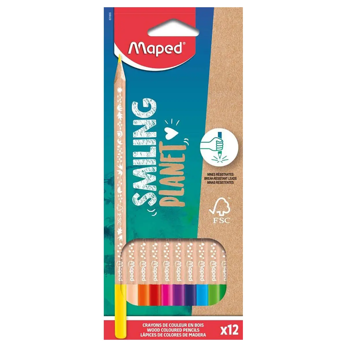 Maped Smiling Planet Wood Coloured Pencils (12 Pack) 1