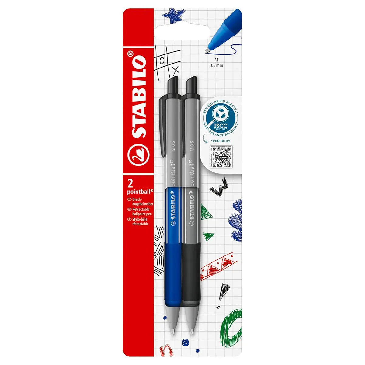 Stabilo Pointball Colorful Ballpoint Pen With Blue Ink And Black Ink (2 Pack) 1
