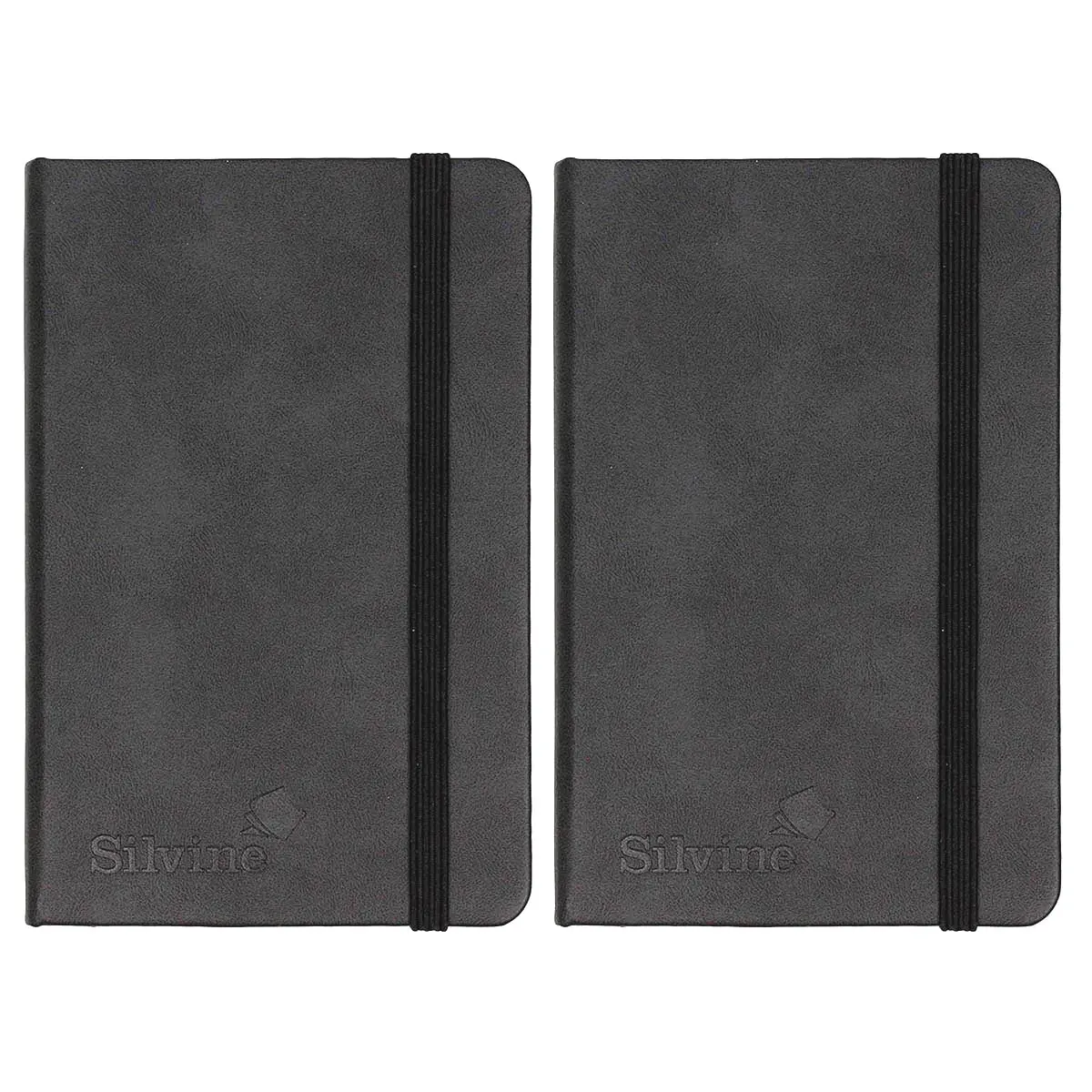 Silvine Executive Soft Feel A6 Black Pocket Notebook 160 Pages Lined (2 Pack) 1