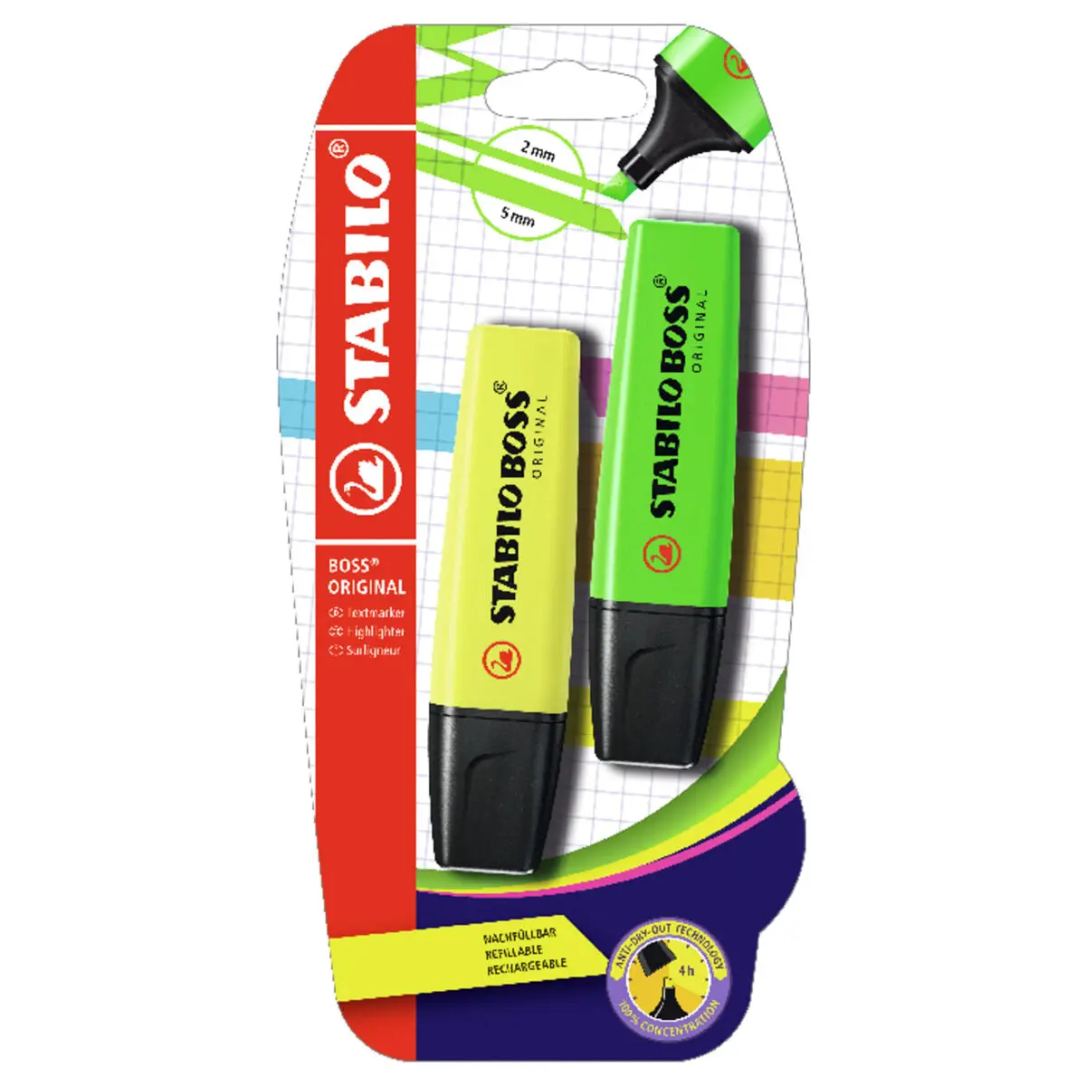 Stabilo Boss Original Yellow & Green Highlighter Pack Of 2 1