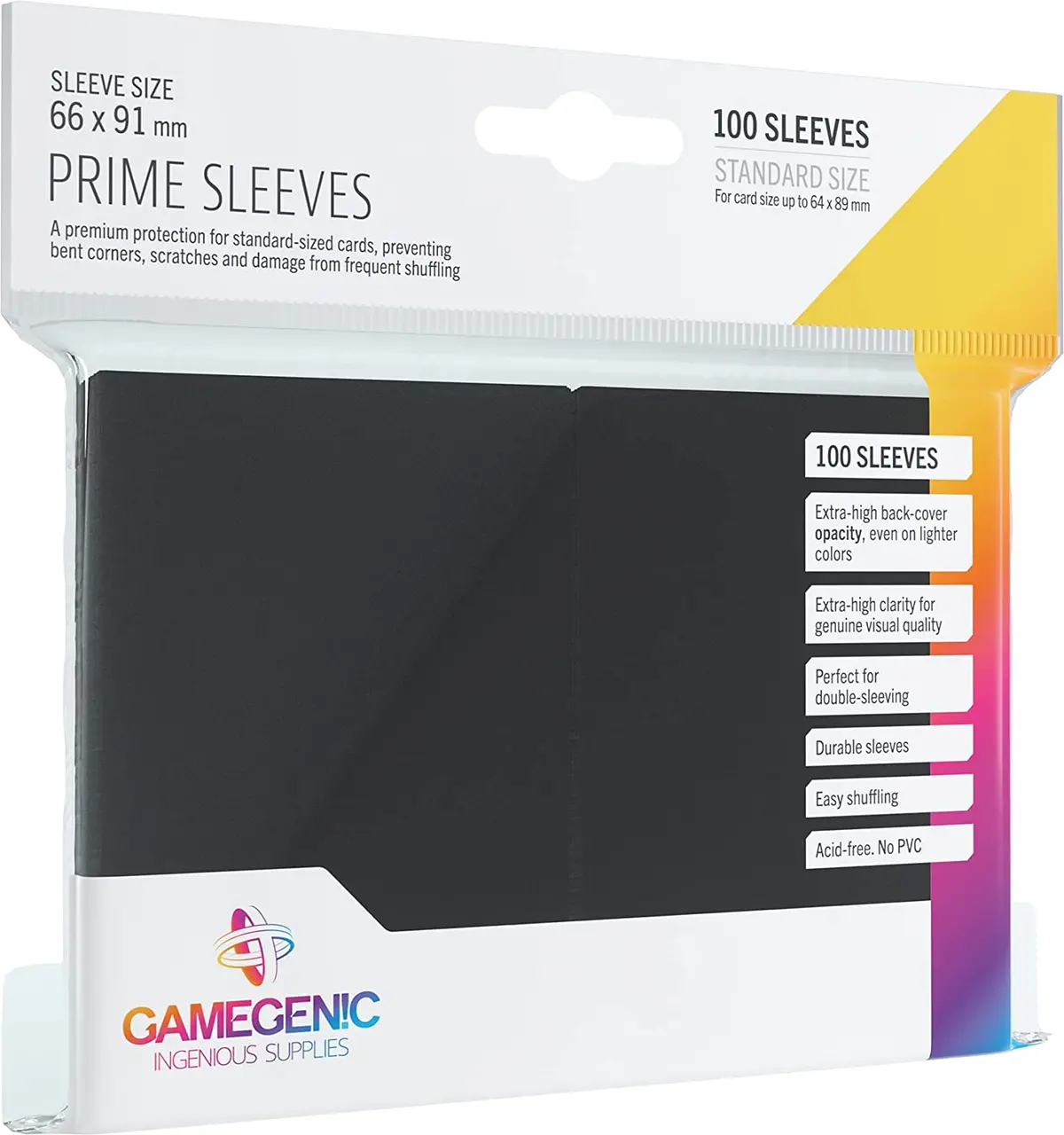 Gamegenic 100 Standard Size Prime Sleeves For Gaming Cards Black 1