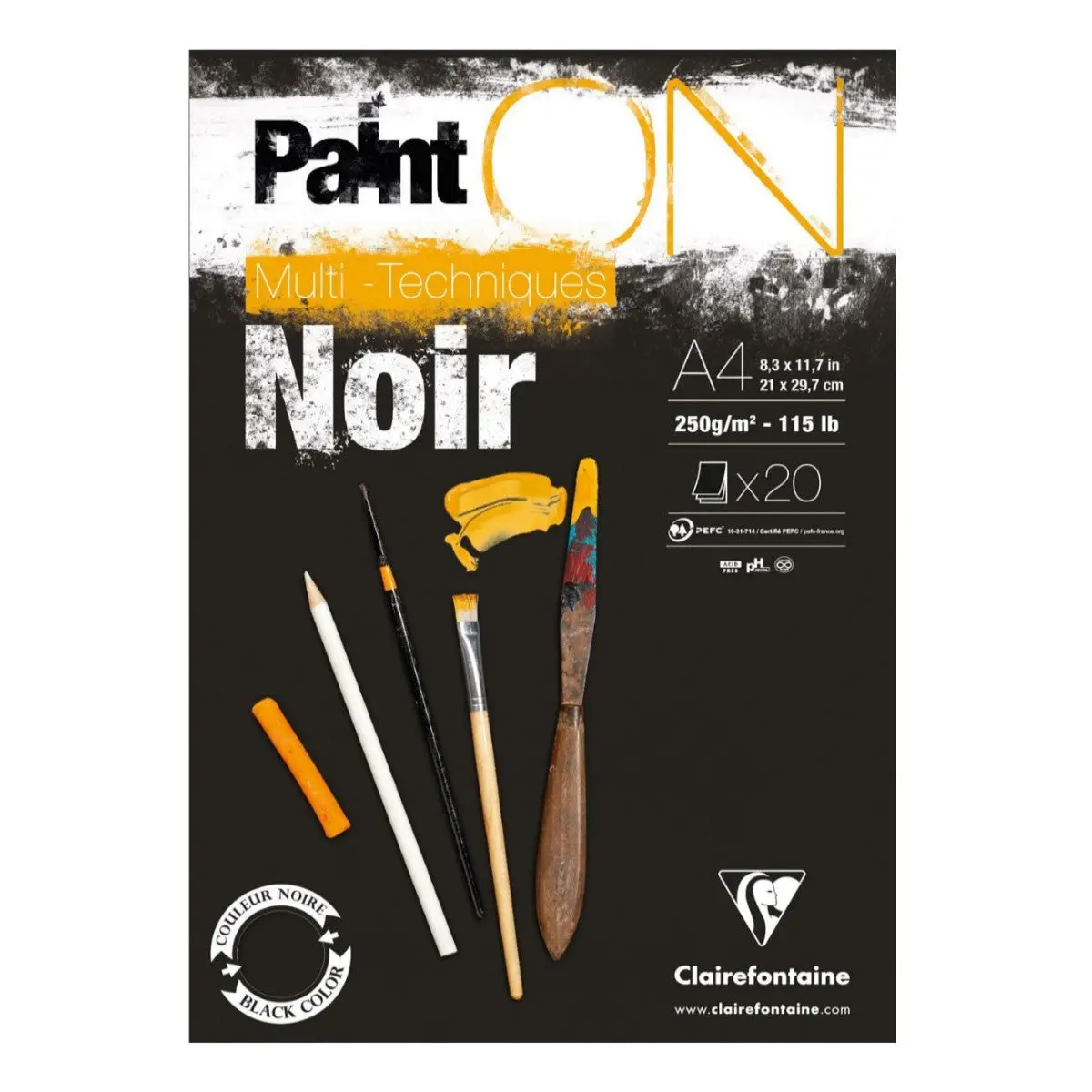 Clairefontaine Paint'on Multi-Technique Noir Paper A4 Pad 20 Sheets 1