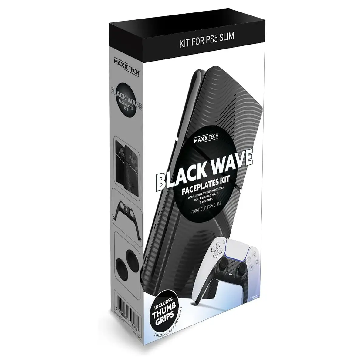 Maxx Tech Black Wave Faceplates Kit For Ps5 Slim 1