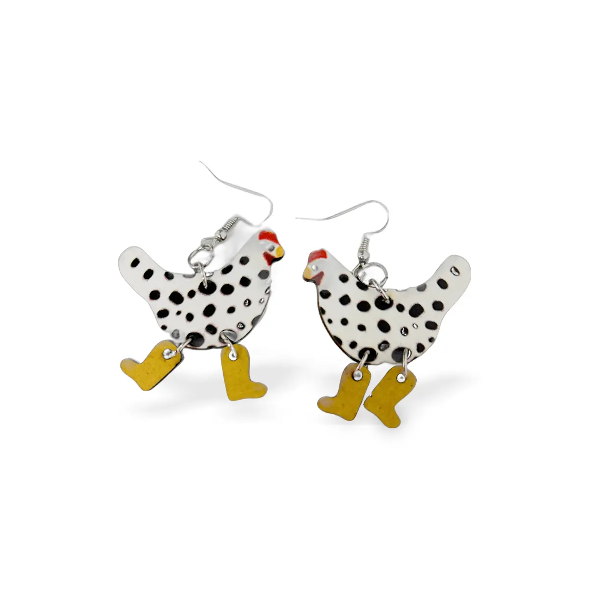 Rainboot Chicken Earrings 1