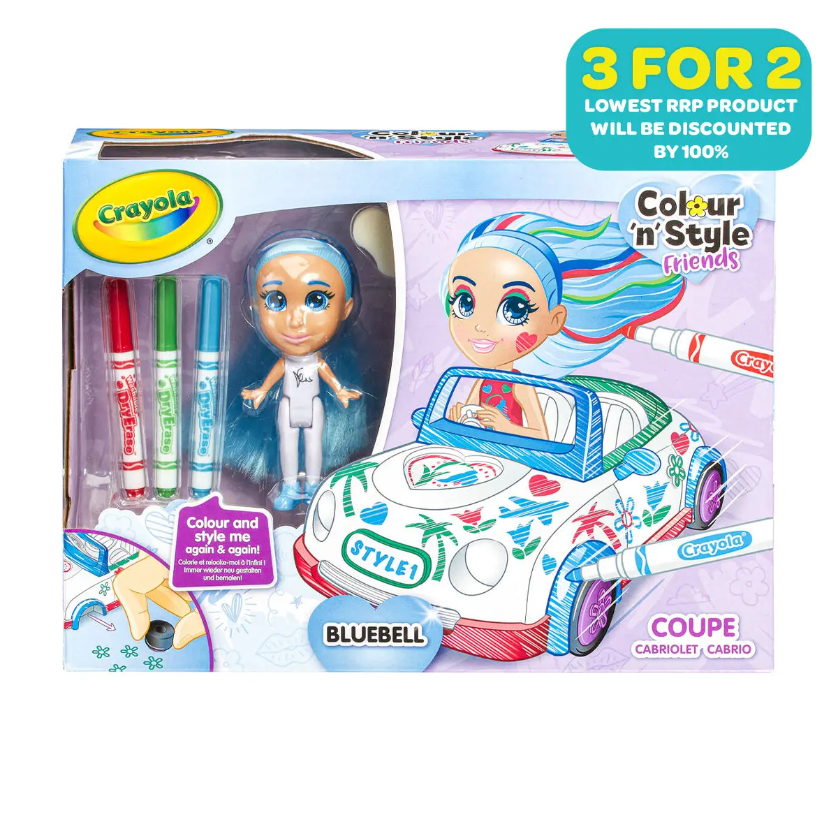 Crayola Colour 'N' Style Friends Bluebell And Coupe Cabriolet 1