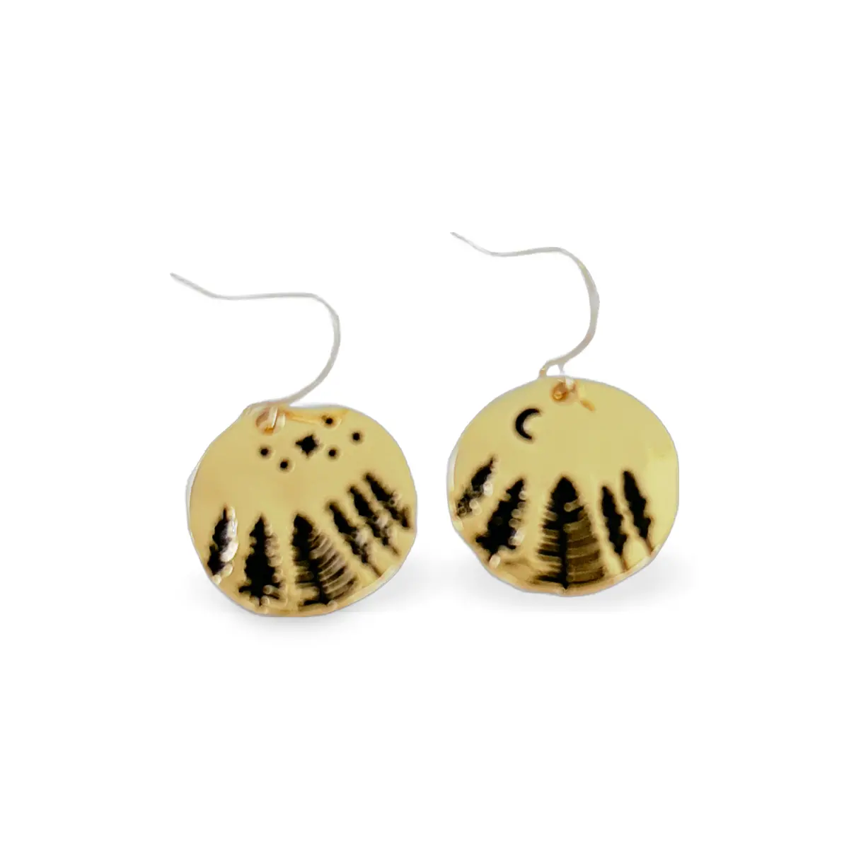 Vintage Tree Stamped Yellow Gold Earrings 1