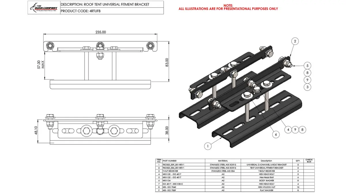 Rooftop Tent Universal Fitment Set 1