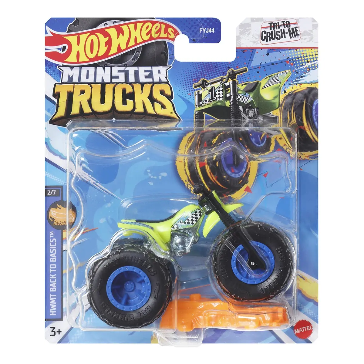 Hot Wheels Monster Trucks 2024 - Back To Basics 2/7 - Tri To Crush Me Diecast Vehicle 1