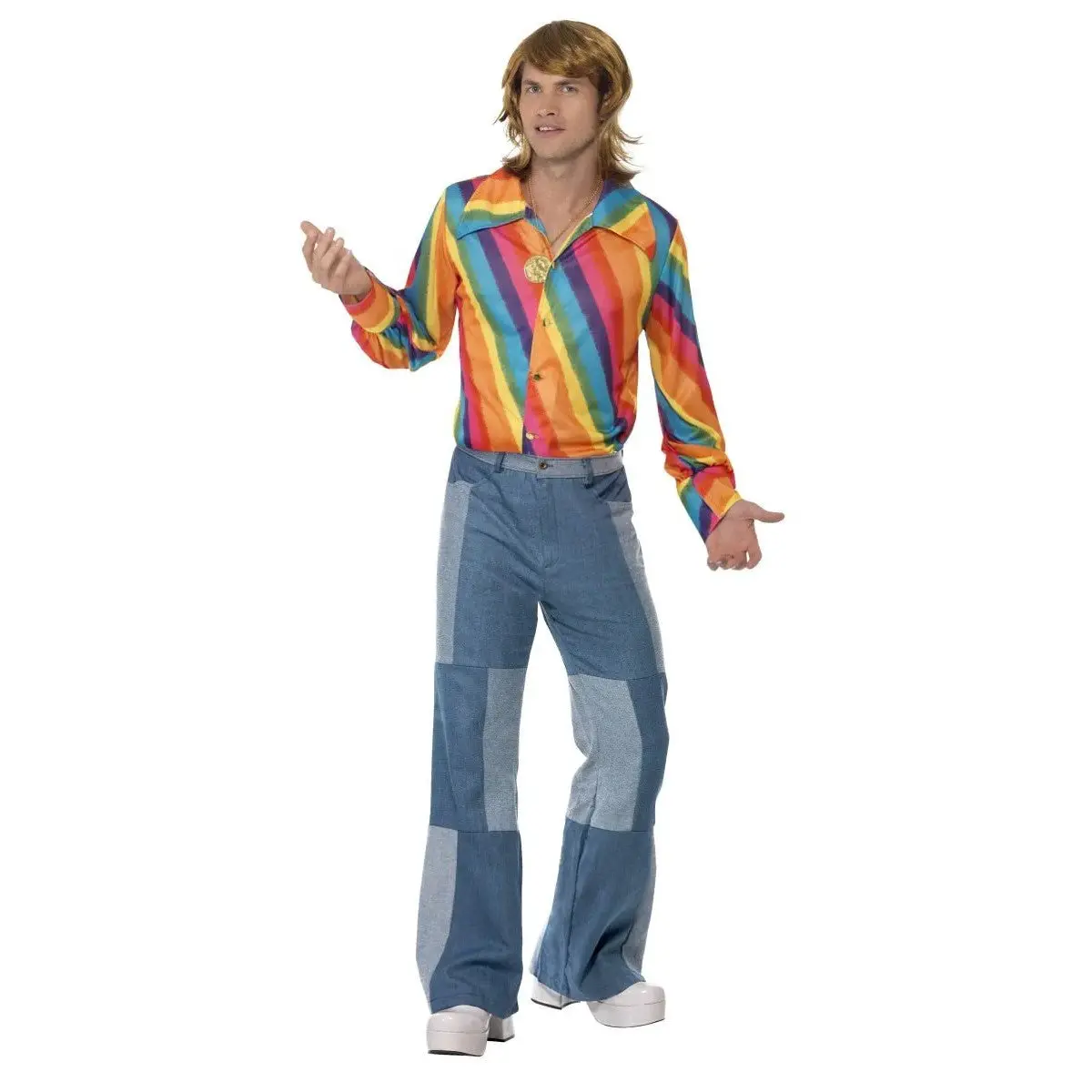 Smiffys 70S Rainbow Colour Shirt Medium 2