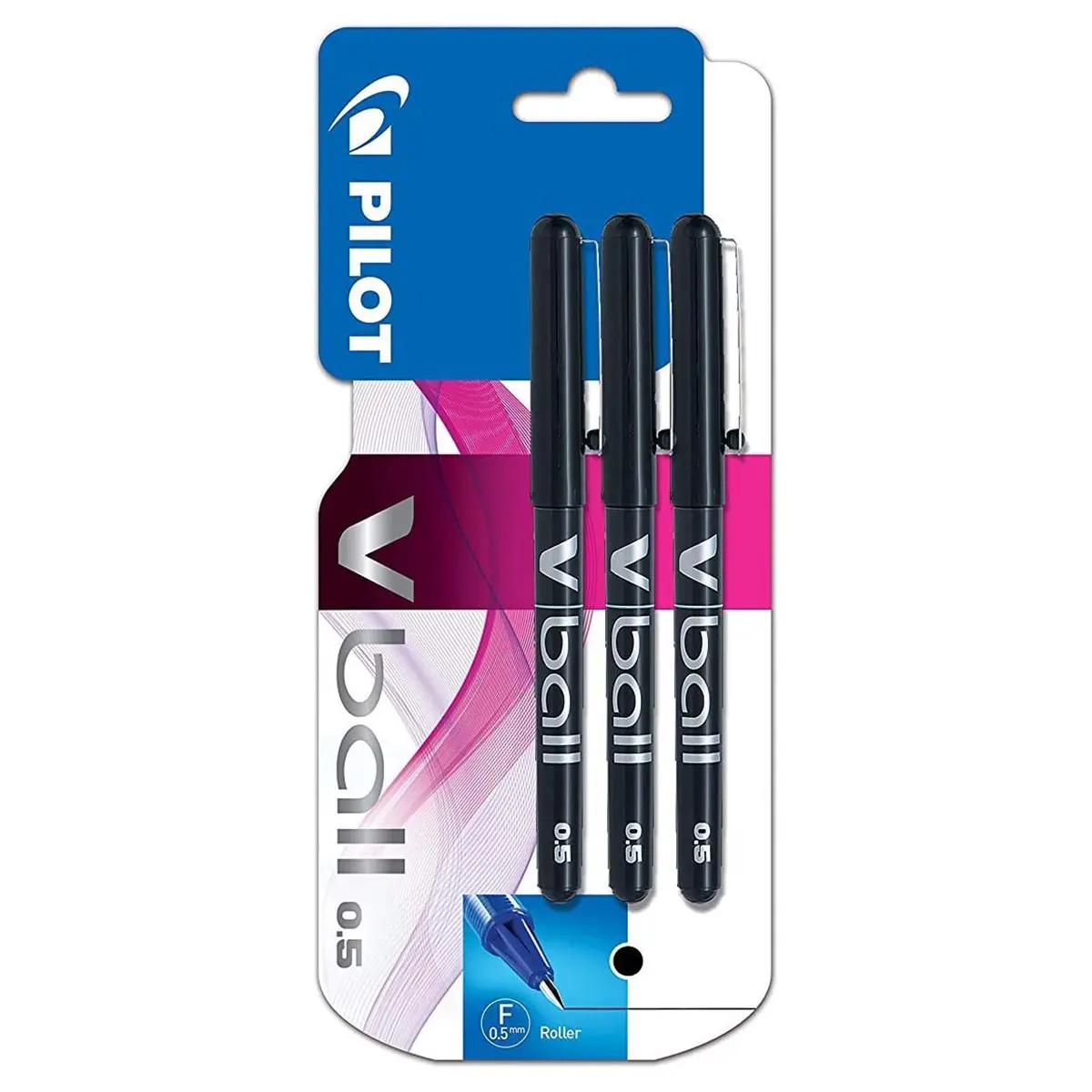 Pilot V Ball F 0.5 Black Rollerball Pen (3 Pack) 1
