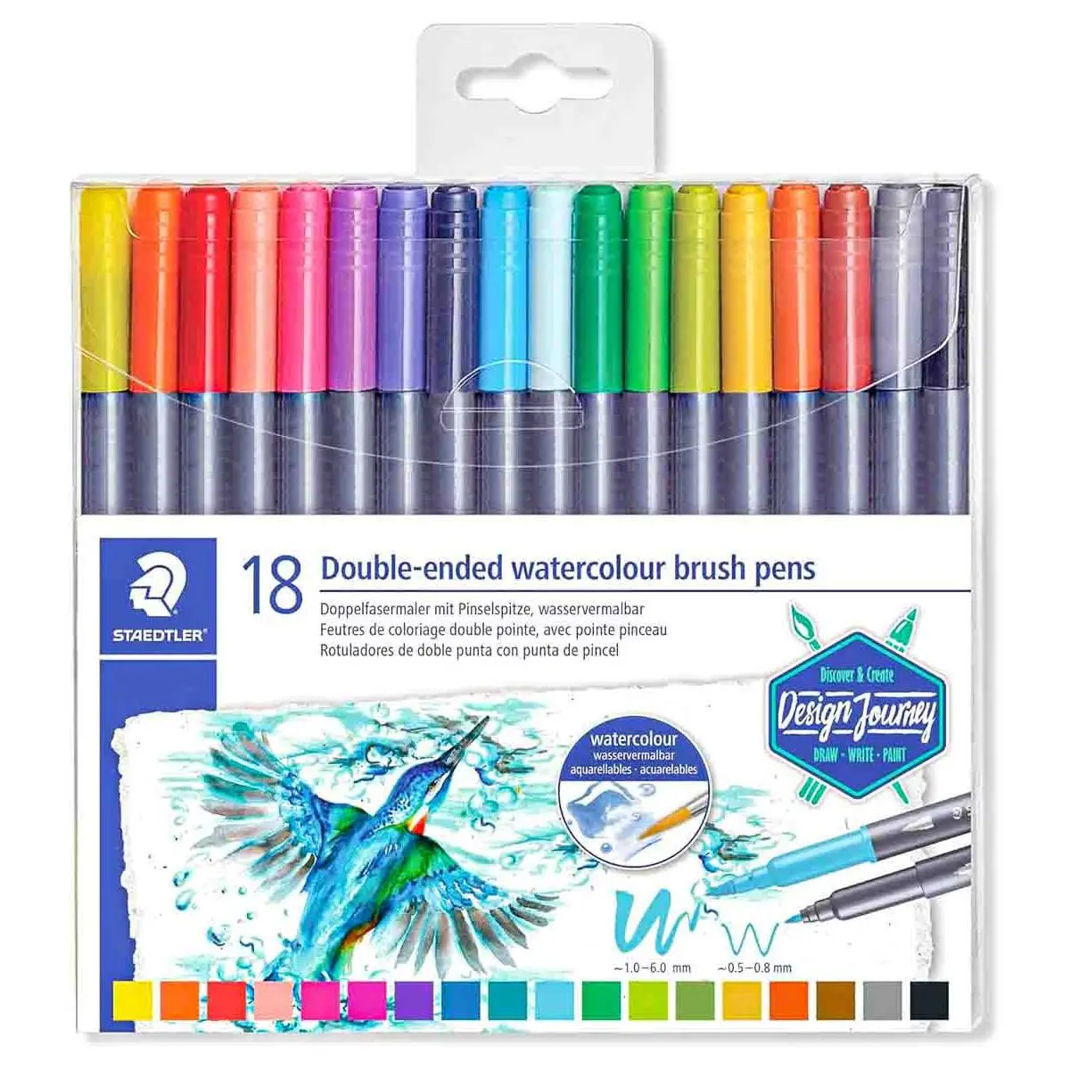 Staedtler Design Journey 18 Double-Ended Watercolour Brush Pens 1