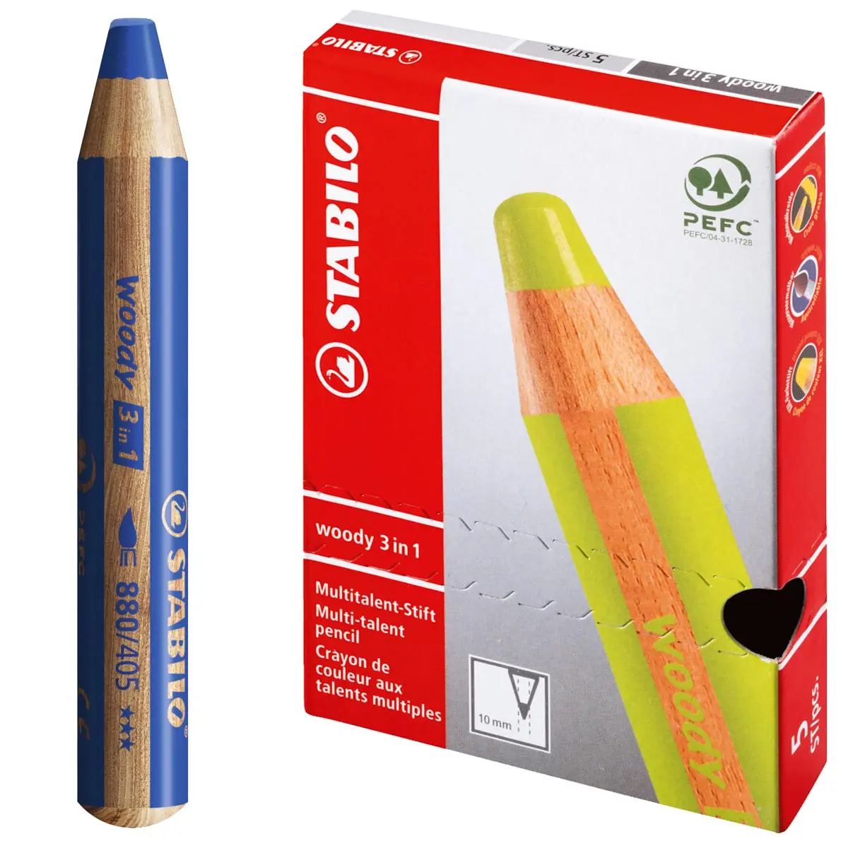 Stabilo Woody 3-In-1 Multi-Talented Ultramarine Pencil (5 Pack) 1