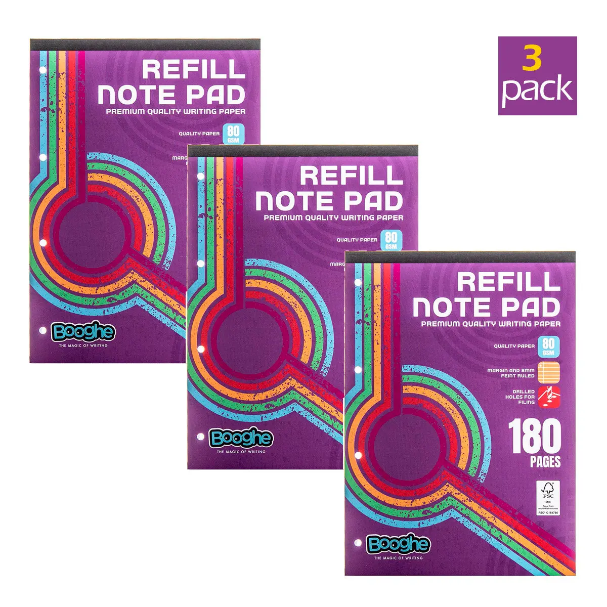 A4 Refill Note Pad Lined 180 Pages (3 Pack) 1