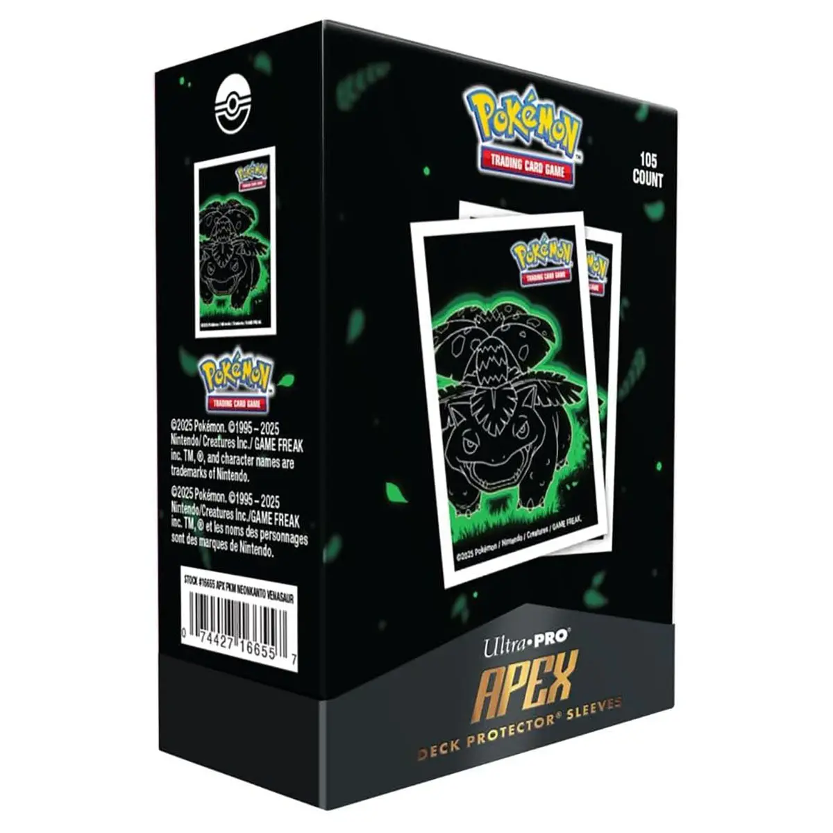 Pokémon Neon Kanto Ultra-Pro Apex Deck Protector Sleeves Venusaur (105 Pack) 1