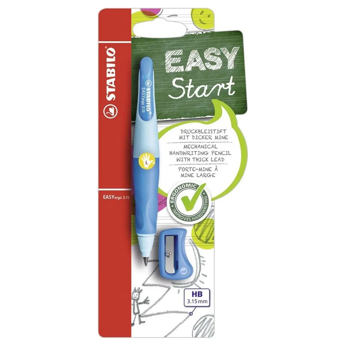 Stabilo Easyergo 3.15 Hb Pencil Light Blue/Dark Blue Left Handed Grip 1