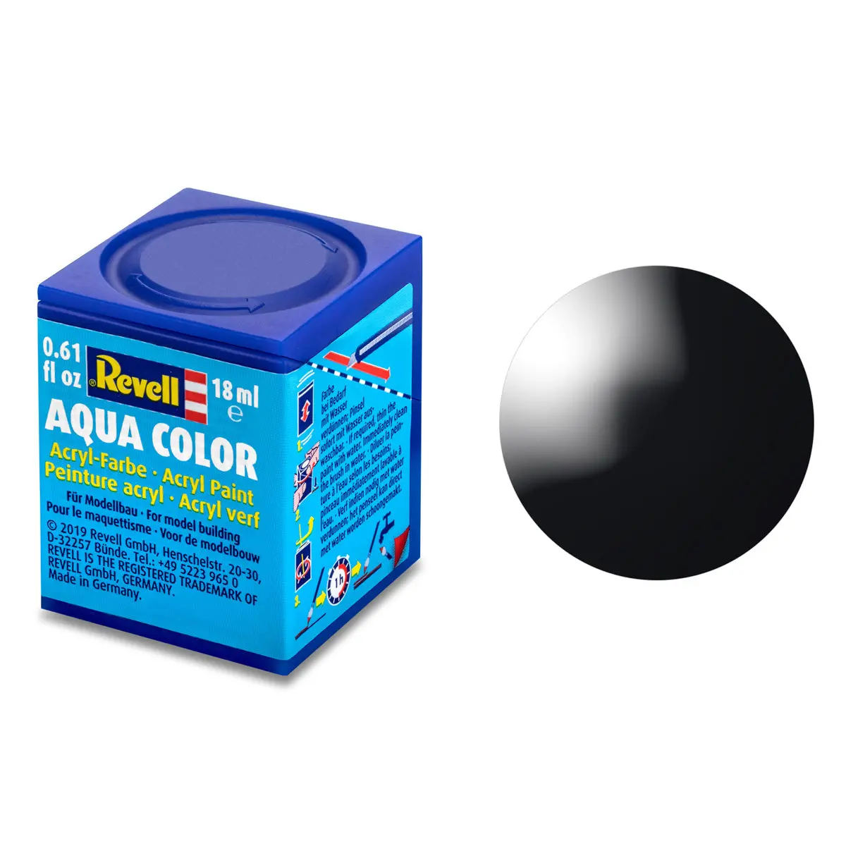 Revell Aqua Color Gloss Black (Ral 9005) Acrylic Paint 18Ml 1