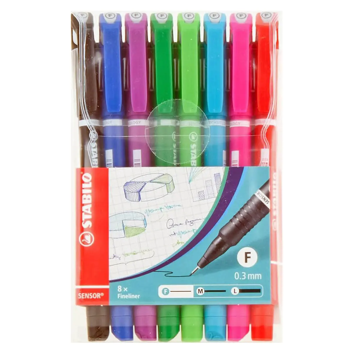 Stabilo Sensor F Fineliner Pens (8 Pack) 1