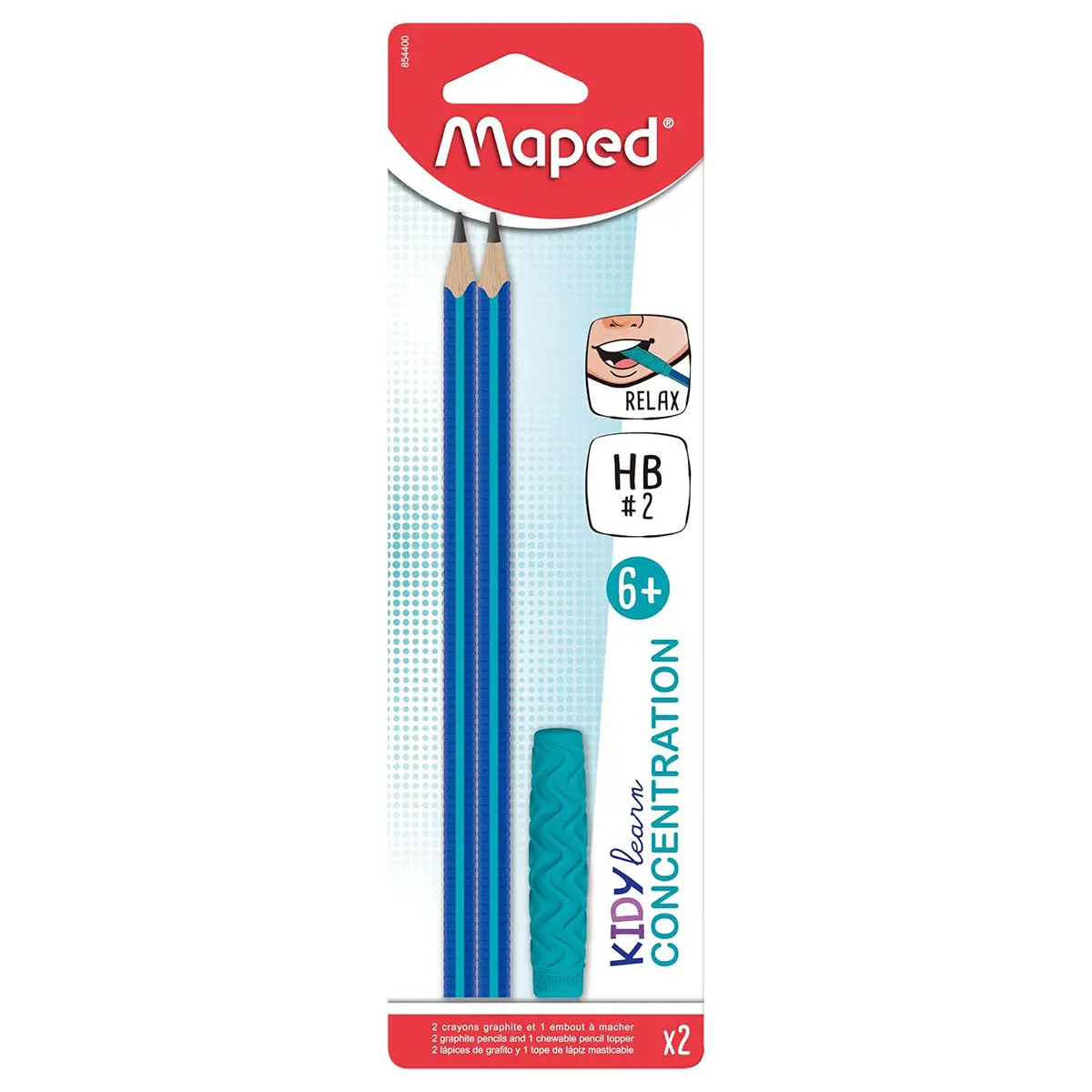 Maped Kidy Learn Graphite Pencils Hb2 & Chew Topper Sensory Grip 1