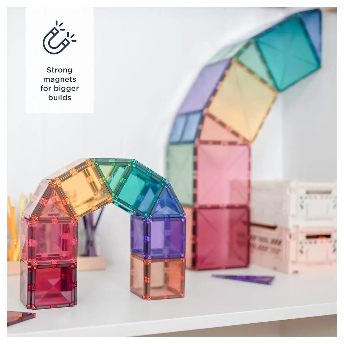 Connetix Magnetic Tiles Pastel Starter Pack 64 Pieces 2