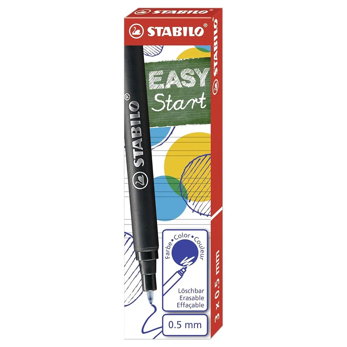 Stabilo Easyoriginal Handwriting Rollerball Pen Blue Refill Cartridges (3 Pack) 1