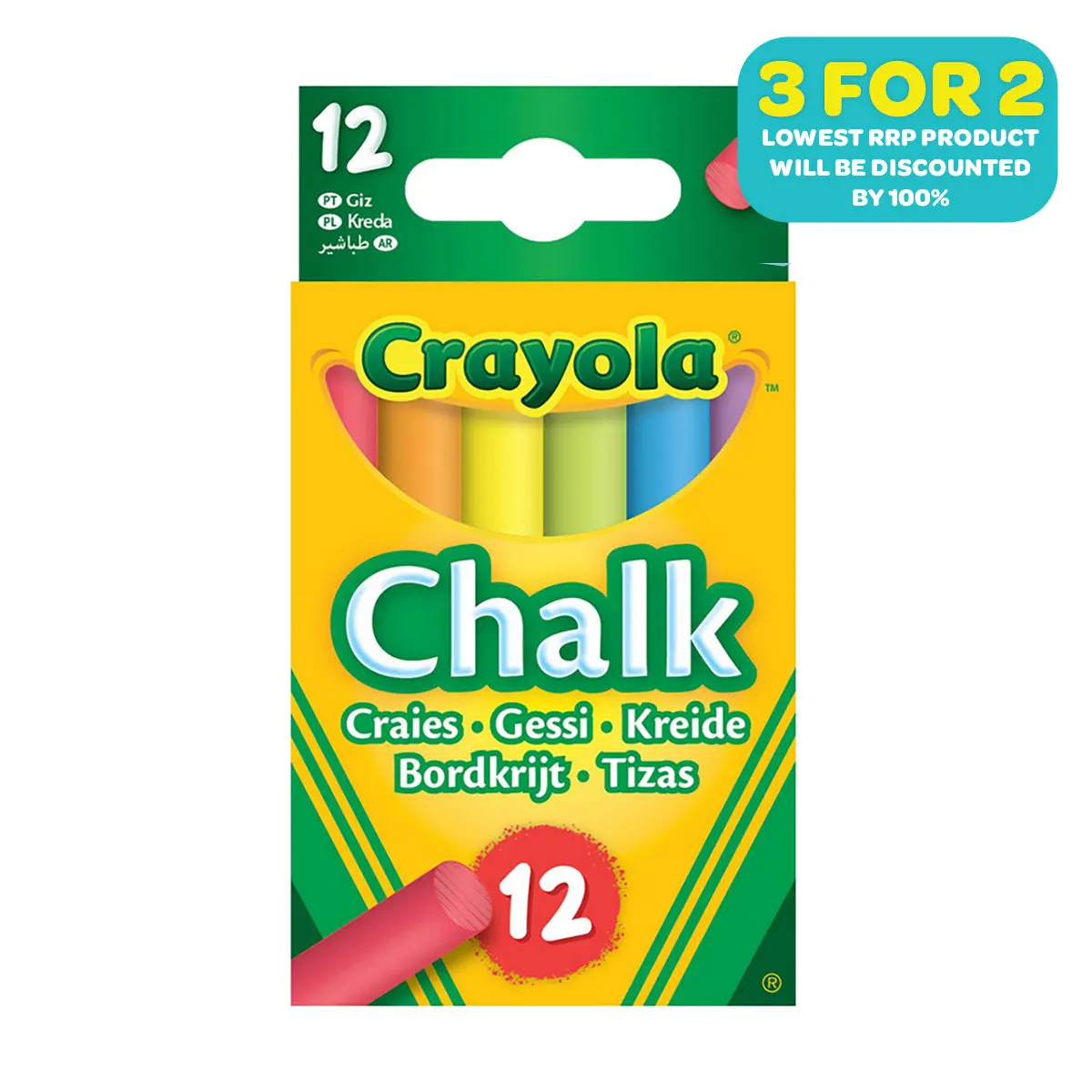 Crayola Anti-Dust Coloured Chalk (12 Pack) 1