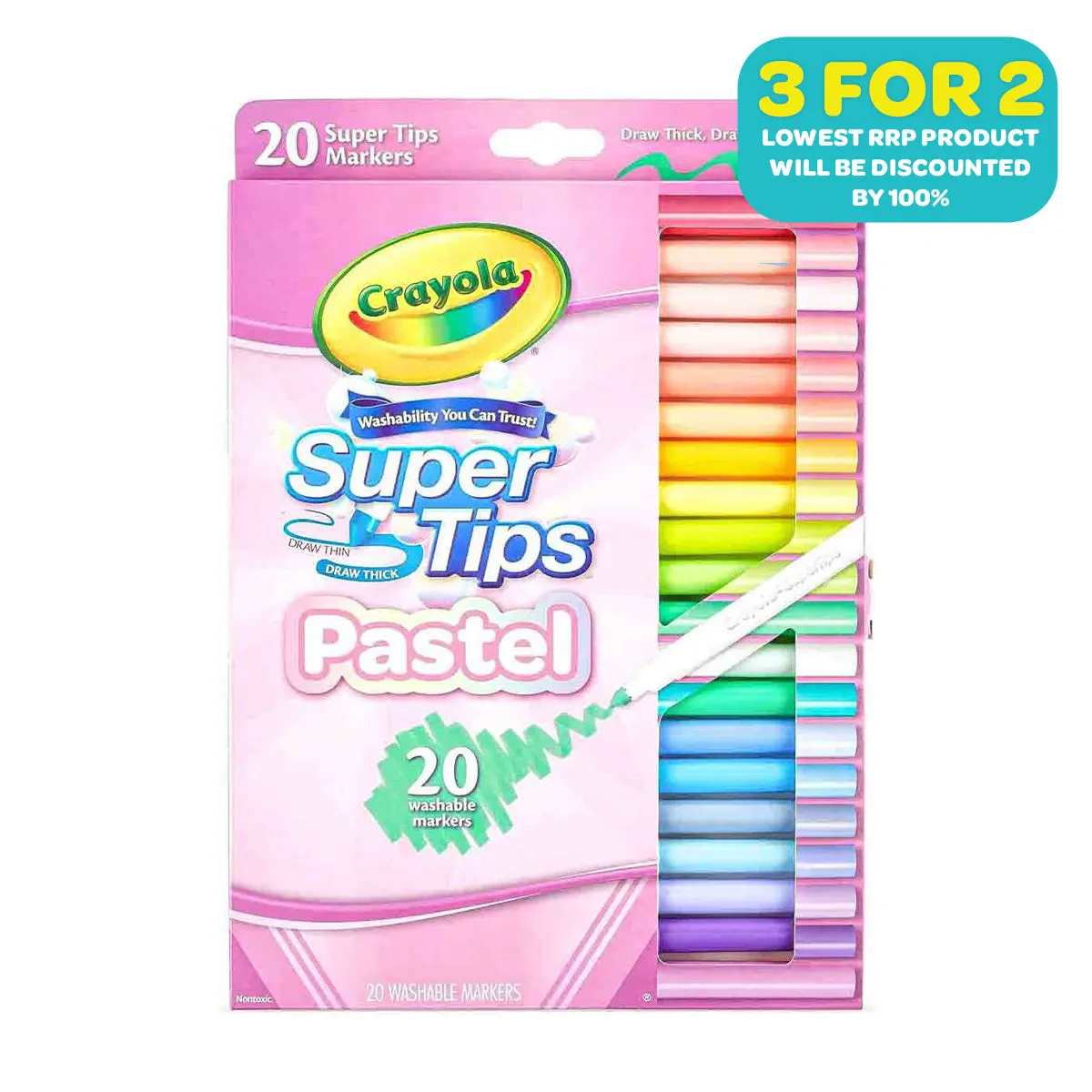 Crayola Super Tips Pastel Washable Markers (20 Pack) 1