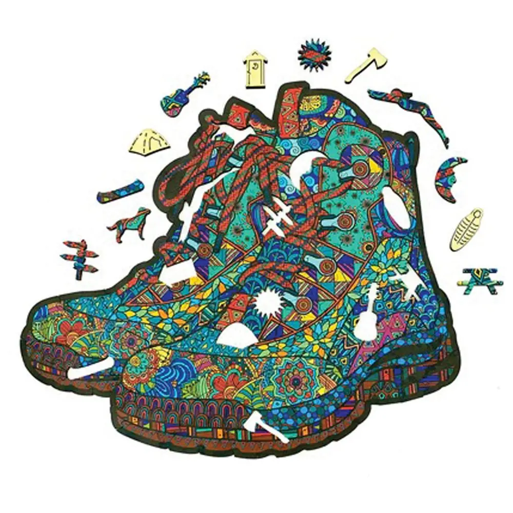 Hiking Boots Wooden Puzzle 1