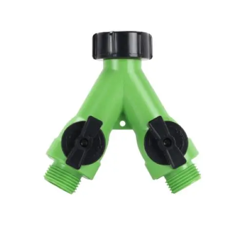 Melnor 336Gtdi 2-Way Poly Faucet Manifold "Y" Splitter With Shut Offs - Quantity Of 4 1