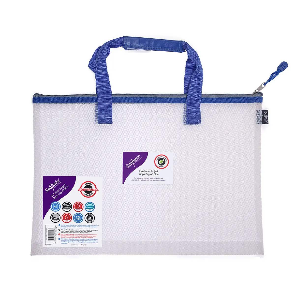 Snopake Eva Mesh Project Zippa Bag A3 Blue 1