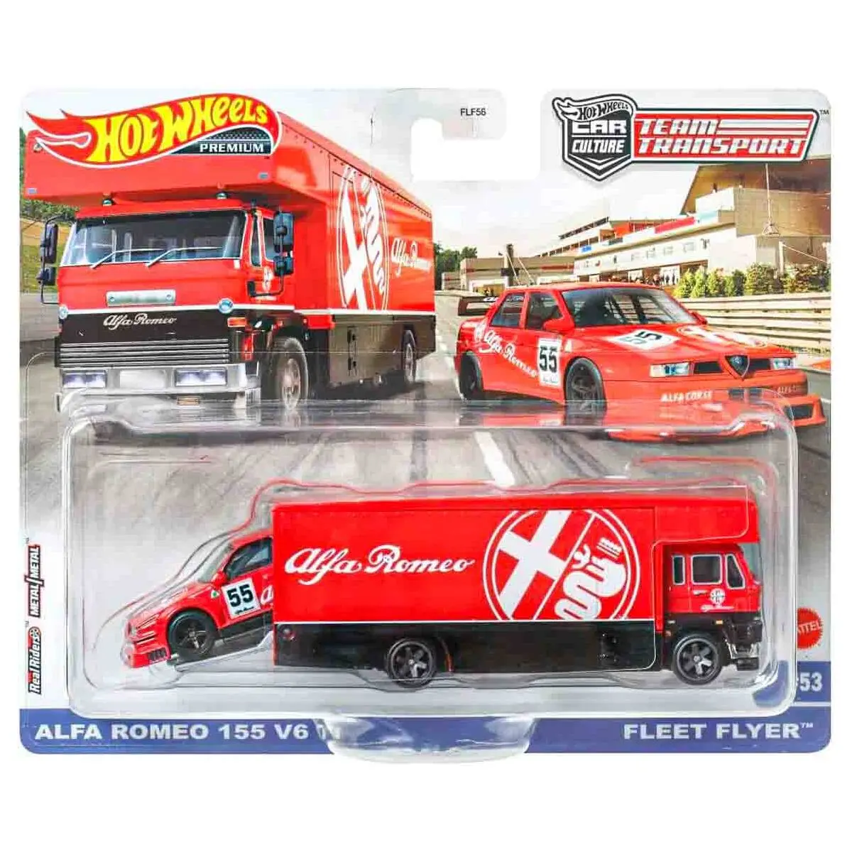 Hot Wheels Car Culture: Team Transport: Alfa Romeo 155 V6 Ti With Fleet Flyer 1