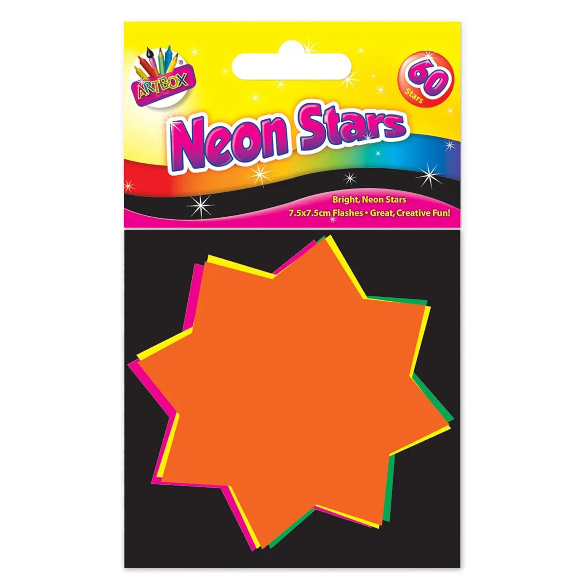 Artbox Neon Stars 7.5 X 7.5Cm Assorted Colours (60 Pack) 1