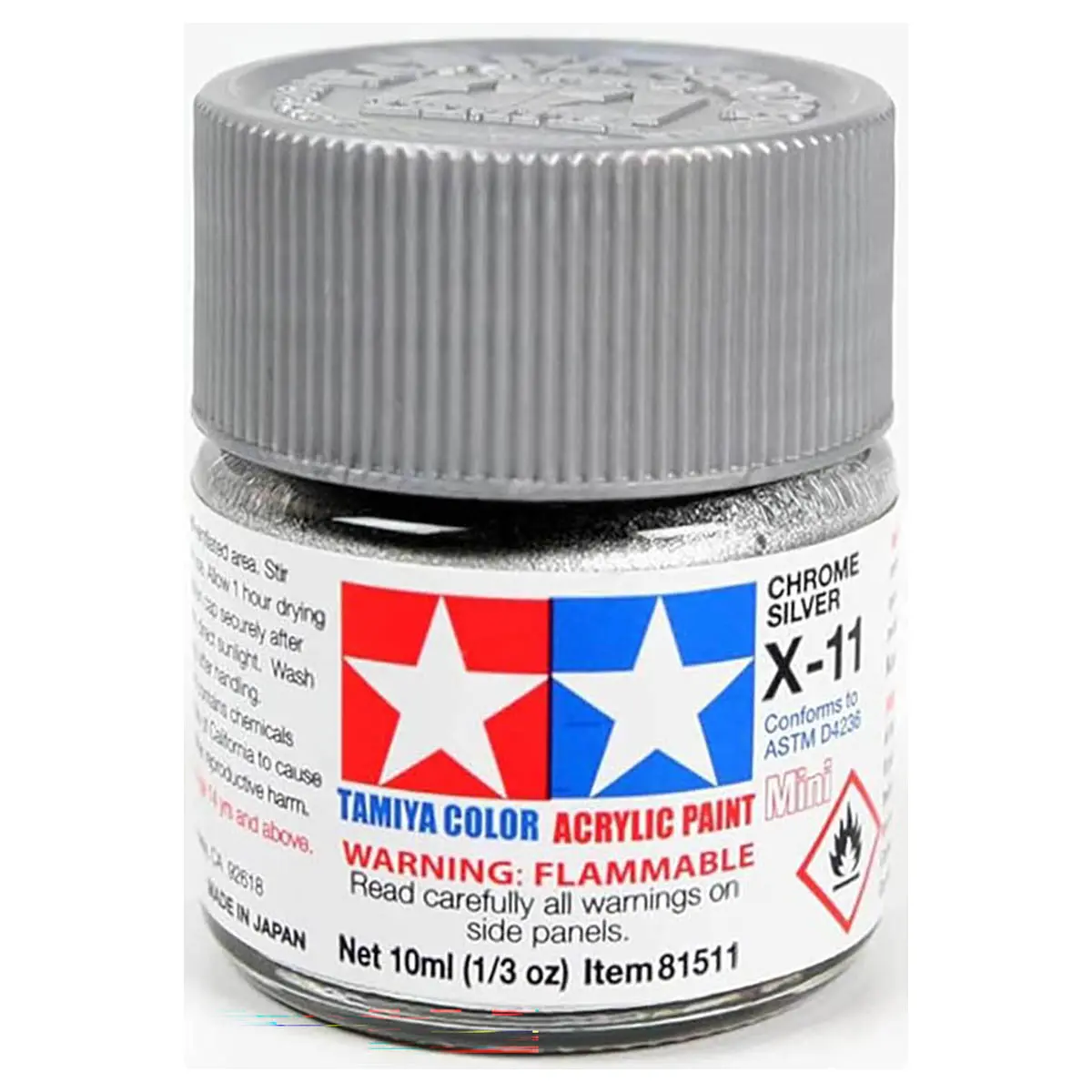 Tamiya Color Acrylic Paint Mini X-11 Chrome Silver 1
