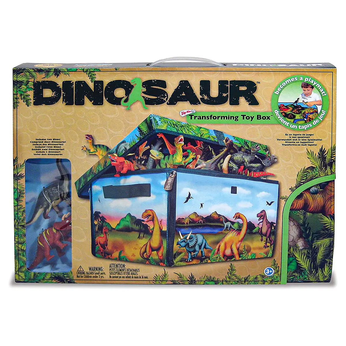 Dinosaur Zip Bin Transforming Toy Box Storage & Playmat 1