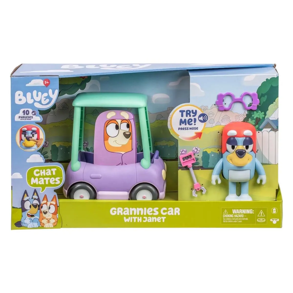 Bluey Chat Mates Granny's Car With Janet Playset 1
