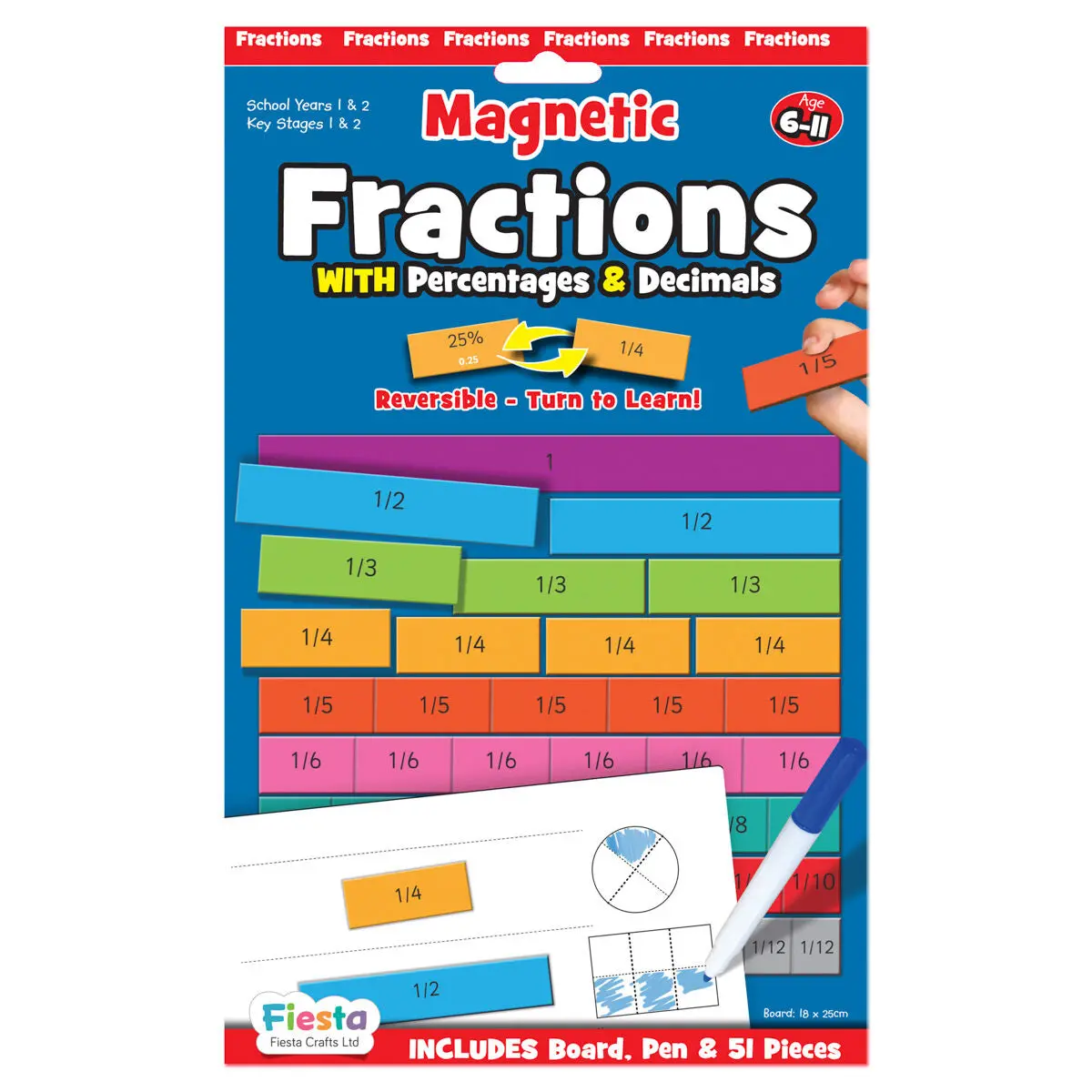 Fiesta Crafts Magnetic Fractions With Pecentages & Decimals Set 1