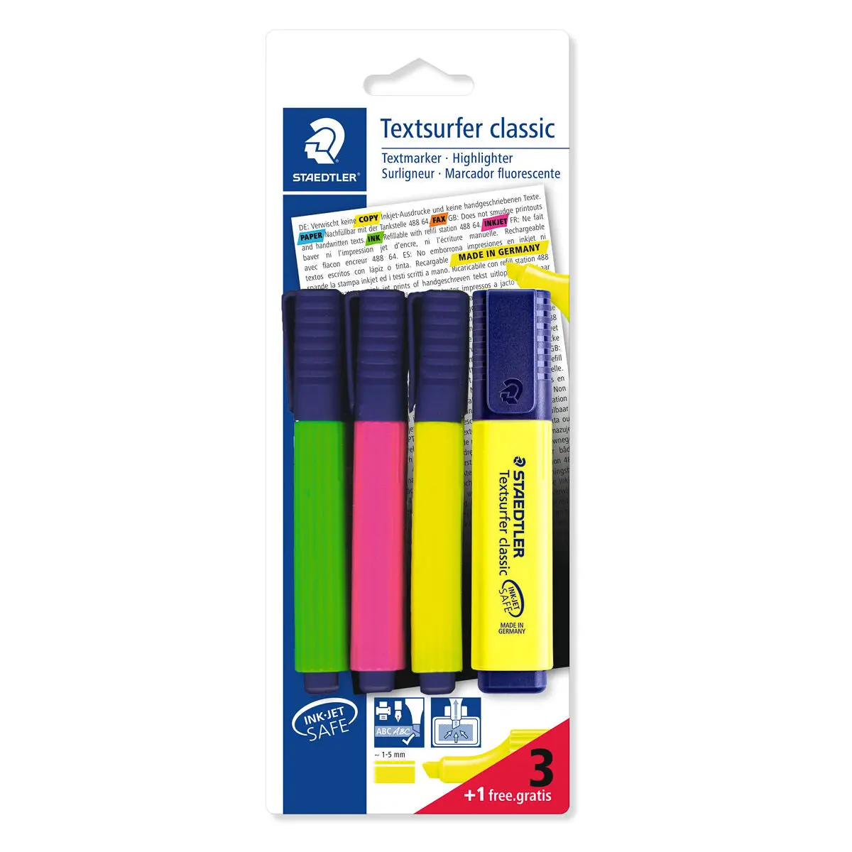 Staedtler Textsurfer Classic 364 Highlighters Pack Of 3+1 Free 1