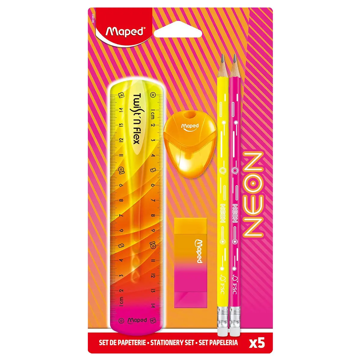 Maped Neon Stationery Set 5 Piece 1