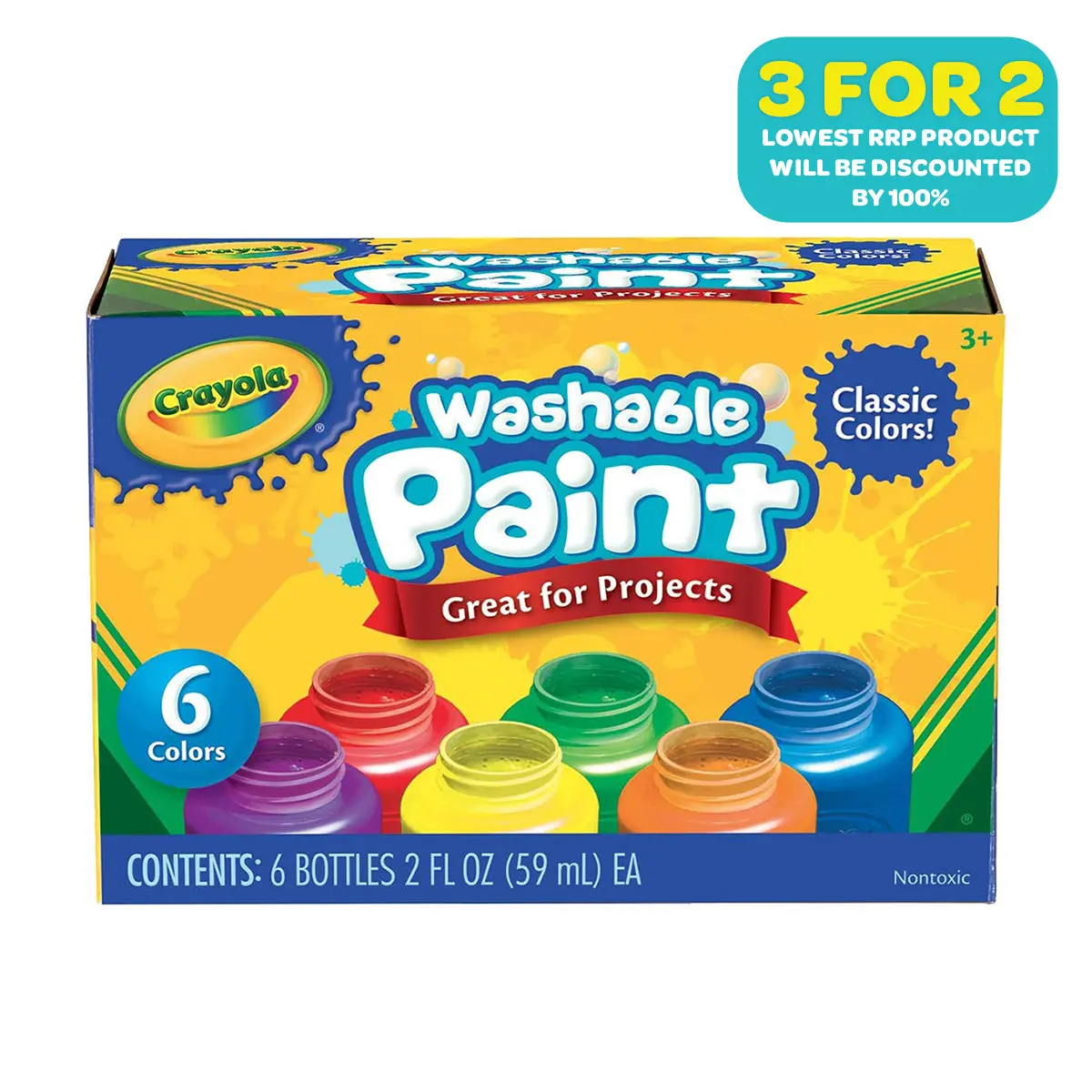 Crayola Washable Project Paint Classic Colours (6 Pack) 1