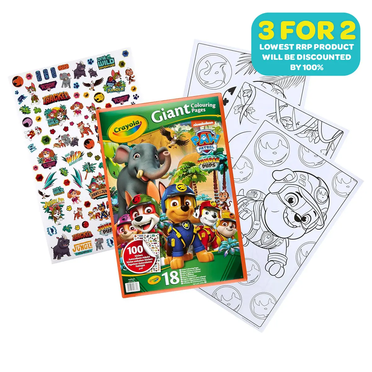Crayola Paw Patrol Jungle Pups 18 Giant Colouring Pages 1