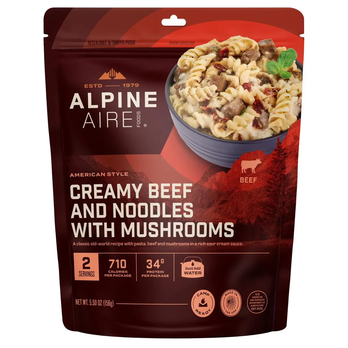 Alpineaire Creamy Beef & Noodles With Mushrooms Freeze-Dried Meal 1