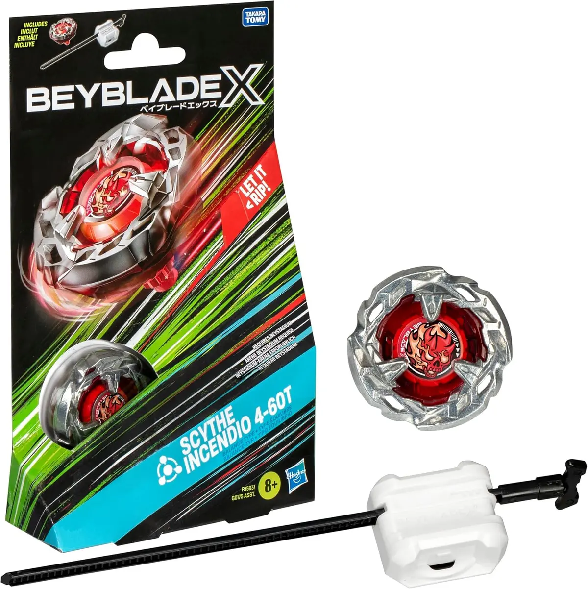 Beyblade X Scythe Incendio 4-60T Starter Pack Top And Launcher 1