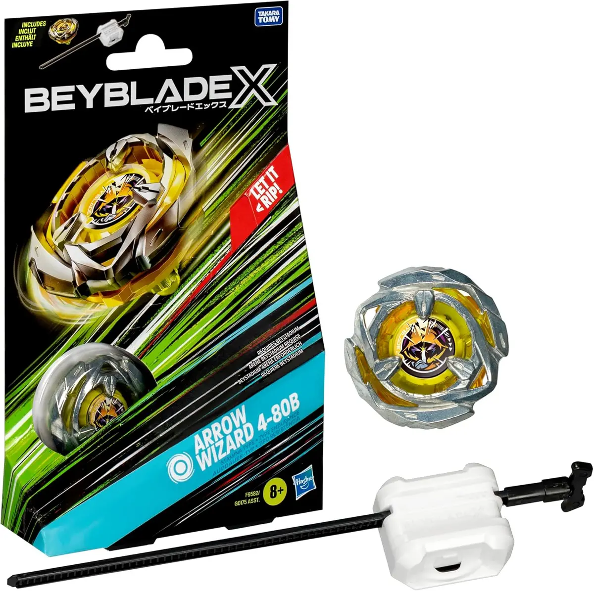 Beyblade X Arrow Wizard 4-80B Starter Pack Top And Launcher 1